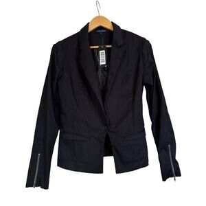 Coolwear Women's Zip Long Sleeve Canvas One Button Blazer Suit Size XL Black NWT
